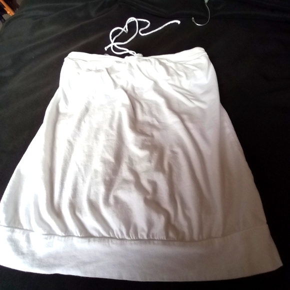 Gap strapless cotton hip summer top wooden with neckties. Medium White - Picture 1 of 4